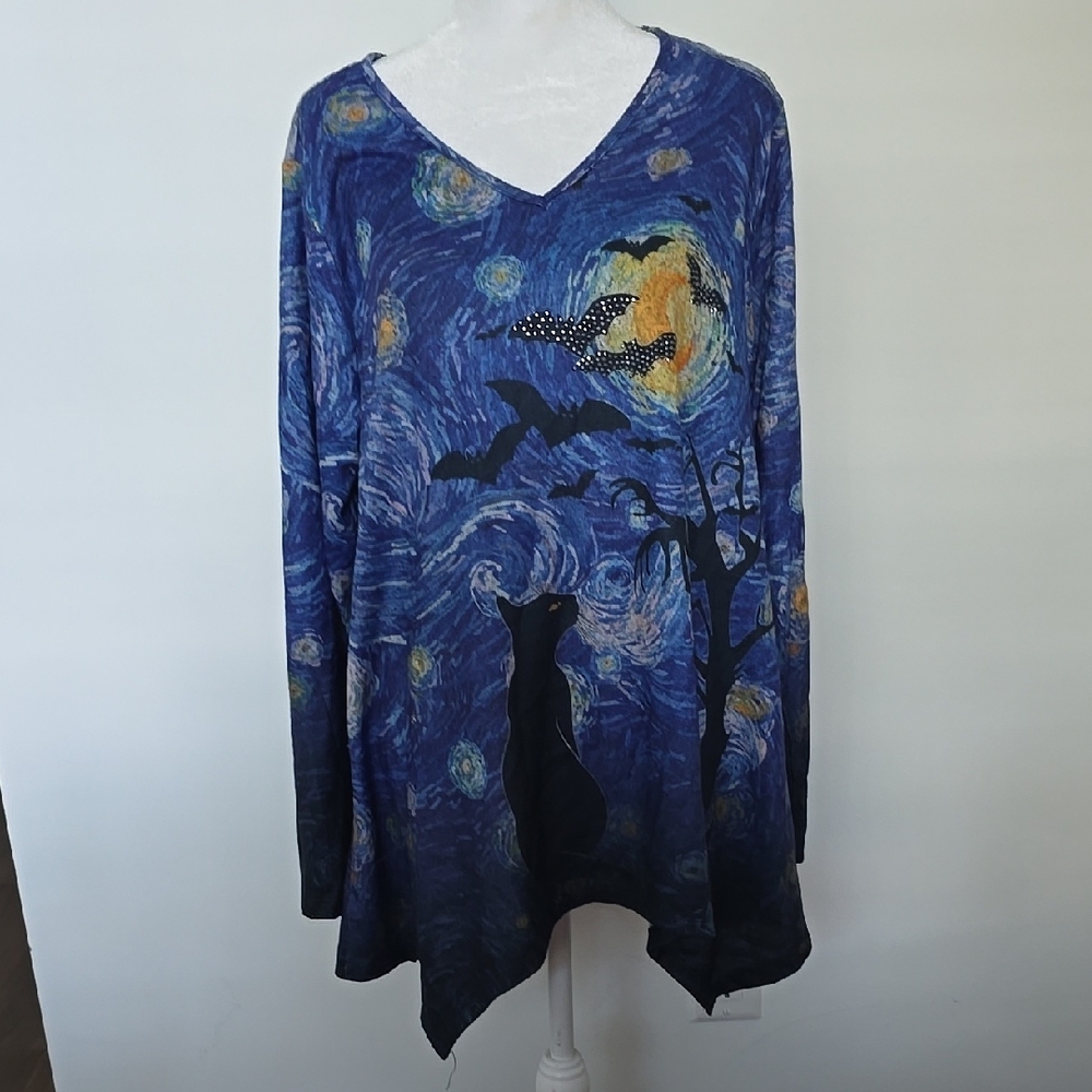 ONE WORLD Blue Artistic Tunic Top